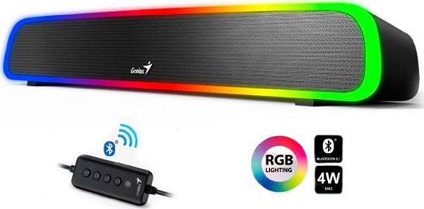 Genius SoundBar 200BT Ηχομπάρα 4W με Bluetooth 5.1 και RGB Φωτισμό - Μαύρη