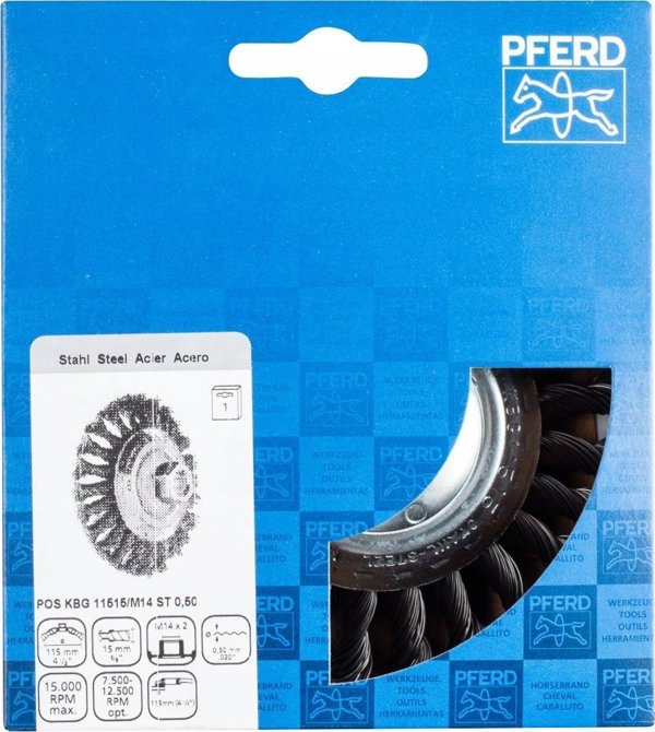 Sourcing Μεταλλική βούρτσα 115x15mm PFERD KBG 0.5 M14
