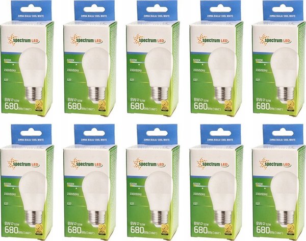 Λάμπα LED SpectrumLED Kulka E27 8W Ψυχρό Λευκό 230V