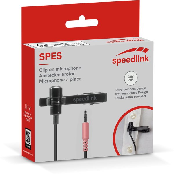 Speedlink Mikrofon SPES. zum Anstecken. Metalclip. schwarz retail
