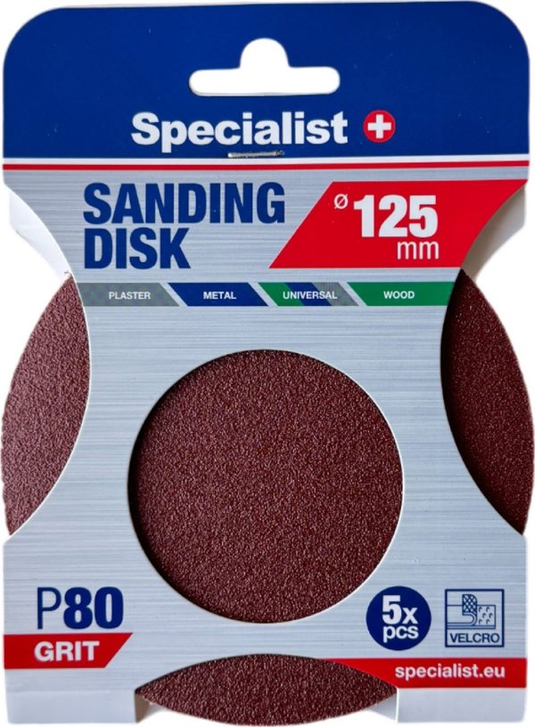 Specialist+ SPECIALIST+ γυαλόχαρτο P80, 125 mm, 5 τεμ.