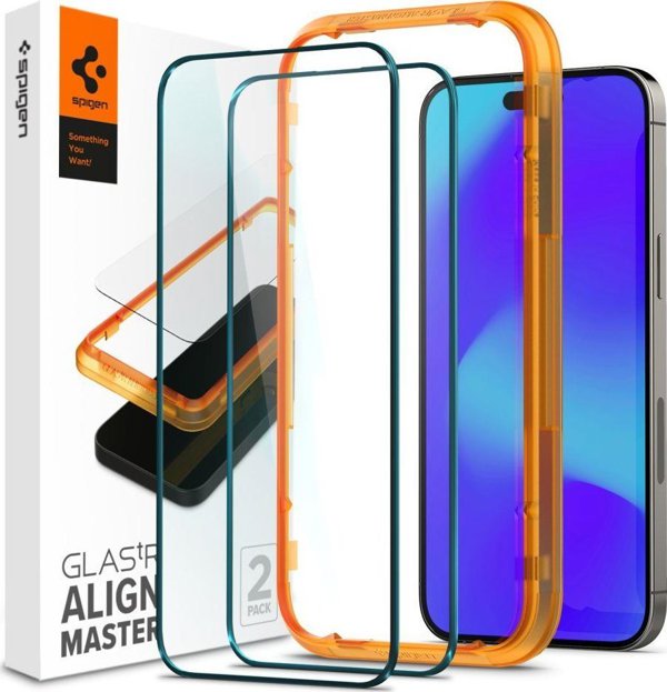 Spigen Tempered Glass iPhone 14 Pro Max AlignMaster, Προστατευτικό Οθόνης, 2 Τεμάχια, Μαύρο