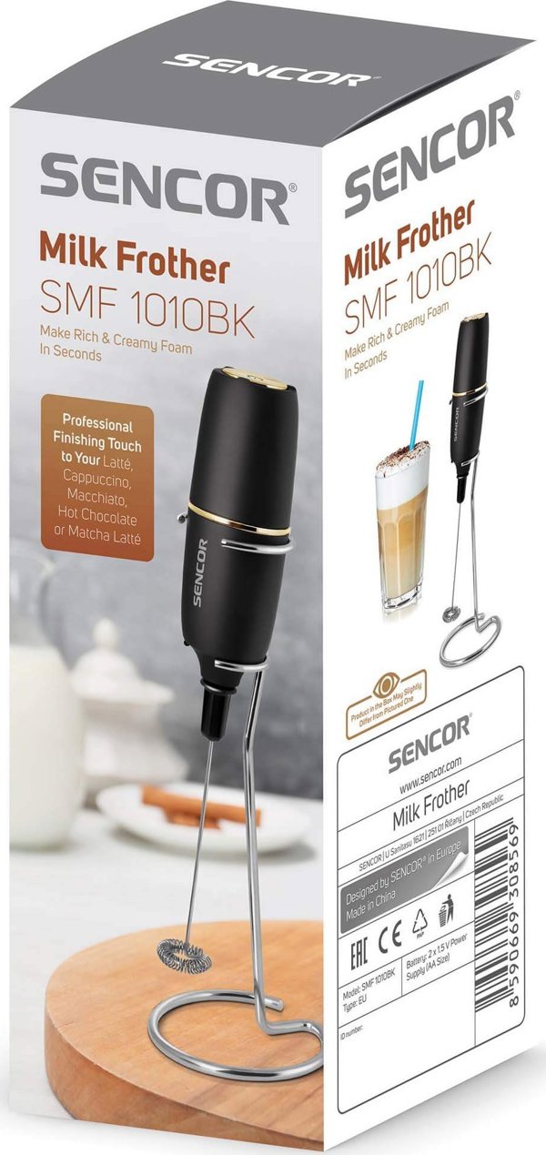Αφρογαλιέρα Sencor SMF 1010BK Ηλεκτρική, Μαύρη με Βάση Στήριξης, 21.5cm