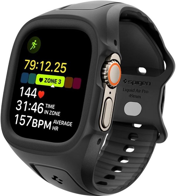 Spigen Liquid Air Pro Λουράκι με Θήκη για Apple Watch Ultra 49mm, Μαύρο