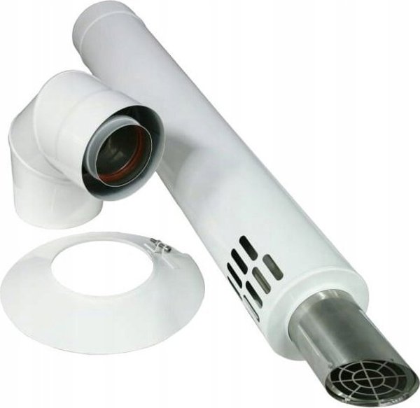 SpiroFlex Σετ Πλευρικής Εξόδου 60/100 για Viessmann & De Dietrich, Ανοξείδωτο, Λευκό RAL 9016