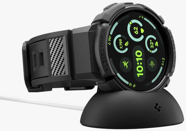 Spigen Rugged Armor Pro + Stand, matte black - Google Pixel Watch 4 45mm