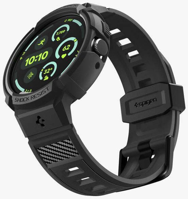 Spigen Rugged Armor Pro + Stand, matte black - Google Pixel Watch 4 45mm