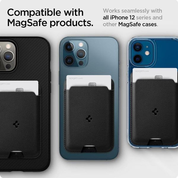 Spigen Valentinus MagSafe Card Holder για iPhone 12/13 - Θήκη Καρτών για MagSafe - Μαύρη