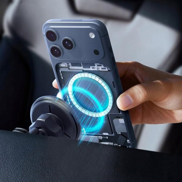 SPIGEN EV15MAQ ESSENTIAL MAGNETIC MAGSAFE VENT CAR MOUNT WIRELESS CHARGER 15W Qi2 BLACK