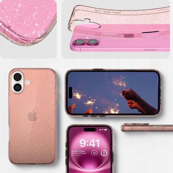 Θήκη Spigen Liquid Crystal Glitter για iPhone 16 - Rose Quartz TPU