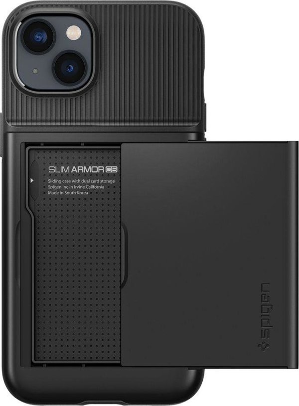 Θήκη Spigen Slim Armor CS για Apple iPhone 14 Plus - Μαύρο - Προστατευτική Θήκη με Θήκη Καρτών TPU & Πολυανθρακικό