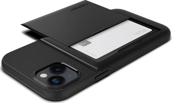 Θήκη Spigen Slim Armor CS για Apple iPhone 14 Plus - Μαύρο - Προστατευτική Θήκη με Θήκη Καρτών TPU & Πολυανθρακικό