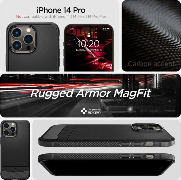 Spigen Etui Spigen Rugged Armor Mag MagSafe Apple iPhone 14 Pro Matte Black