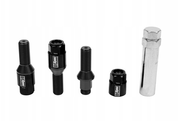 Βίδες τροχών D1Spec Heptagon 2σε1 Χάλυβας M14x1,5 30mm Κώνος Μαύρες