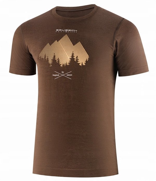 Ανδρικό μπλουζάκι με κοντό μανίκι OUTDOOR WOOL PRO καφέ M - GORY 11