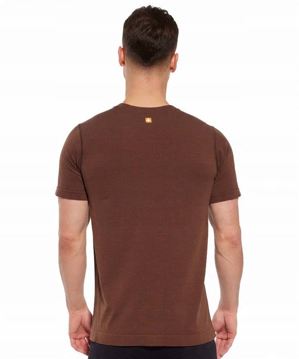 Ανδρικό μπλουζάκι με κοντό μανίκι OUTDOOR WOOL PRO καφέ M - GORY 11