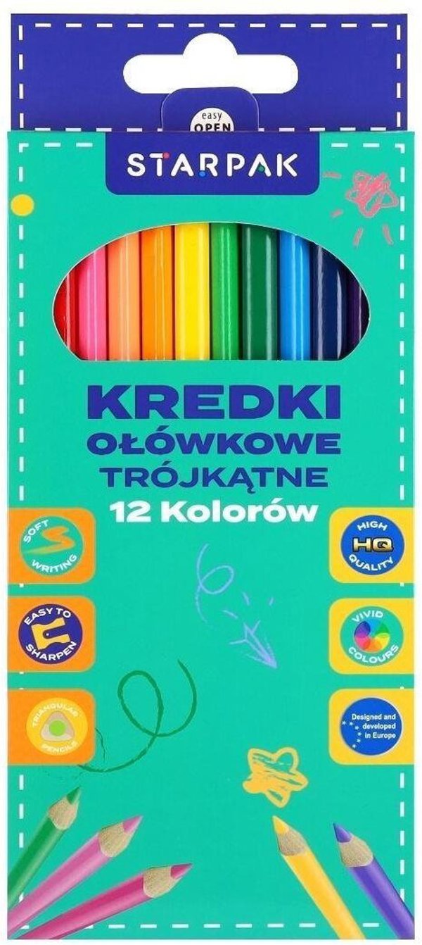 Starpak Τριγωνικά Ξυλομπογιές, 12 Χρώματα, Σετ Σχολικών Ειδών Ζωγραφικής