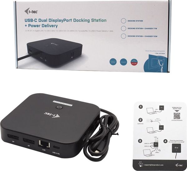 I-TEC Dual Display USB-C Docking Station (C31DUALDPDOCKPD) - Σταθμός Σύνδεσης για 2 Οθόνες 4K