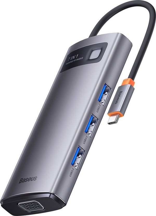 Baseus Metal Gleam Series Hub 7in1 USB-C Docking Station - 4K HDMI, USB 3.0, Power Delivery (WKWG040013)