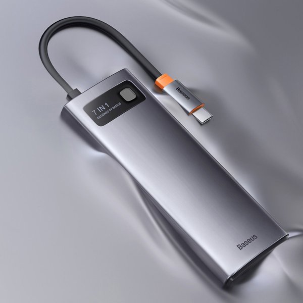 Baseus Metal Gleam Series Hub 7in1 USB-C Docking Station - 4K HDMI, USB 3.0, Power Delivery (WKWG040013)