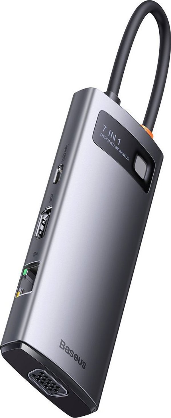 Baseus Metal Gleam Series Hub 7in1 USB-C Docking Station - 4K HDMI, USB 3.0, Power Delivery (WKWG040013)