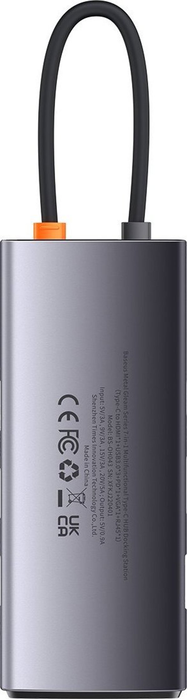 Baseus Metal Gleam Series Hub 7in1 USB-C Docking Station - 4K HDMI, USB 3.0, Power Delivery (WKWG040013)