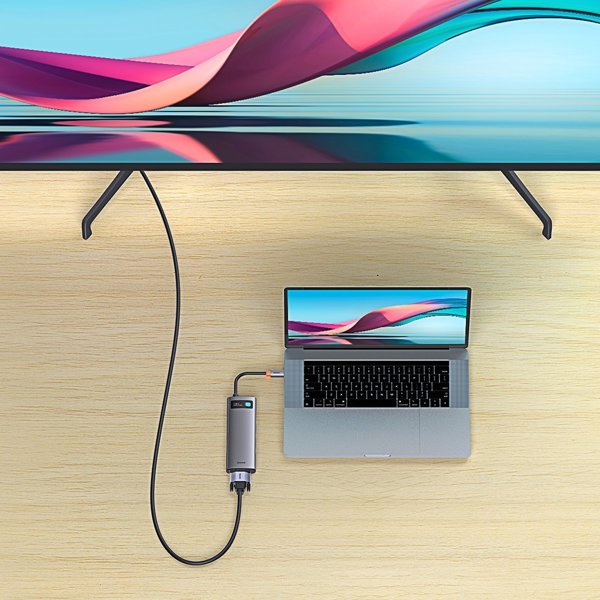 Baseus Metal Gleam Series Hub 7in1 USB-C Docking Station - 4K HDMI, USB 3.0, Power Delivery (WKWG040013)