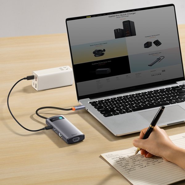 Baseus Metal Gleam Series Hub 7in1 USB-C Docking Station - 4K HDMI, USB 3.0, Power Delivery (WKWG040013)