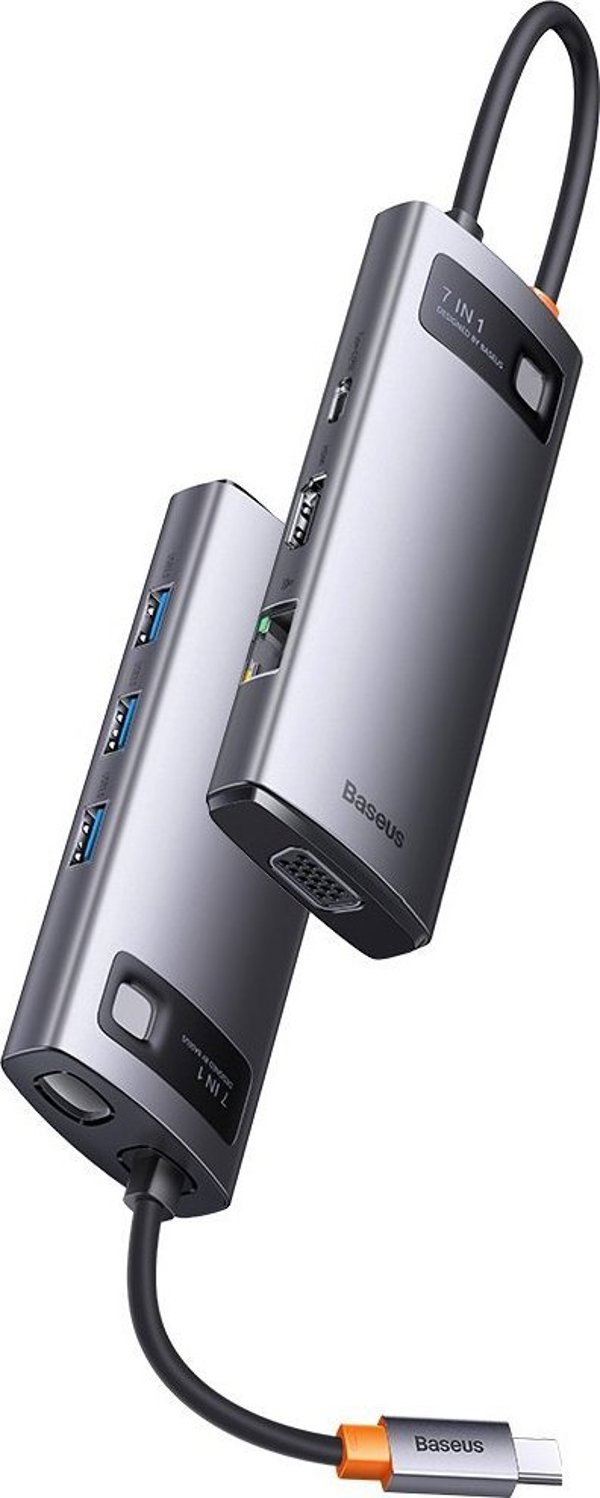 Baseus Metal Gleam Series Hub 7in1 USB-C Docking Station - 4K HDMI, USB 3.0, Power Delivery (WKWG040013)