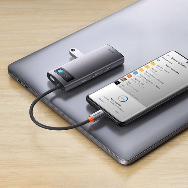 Baseus Metal Gleam Series Hub 7in1 USB-C Docking Station - 4K HDMI, USB 3.0, Power Delivery (WKWG040013)