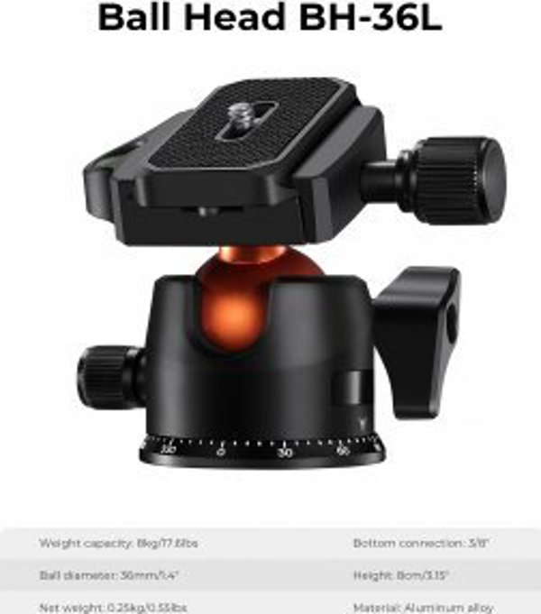 K&F Concept K254C2+BH-36L Τρίποδο Φωτογραφίας Carbon Επαγγελματικό με Κεφαλή Μπίλιας