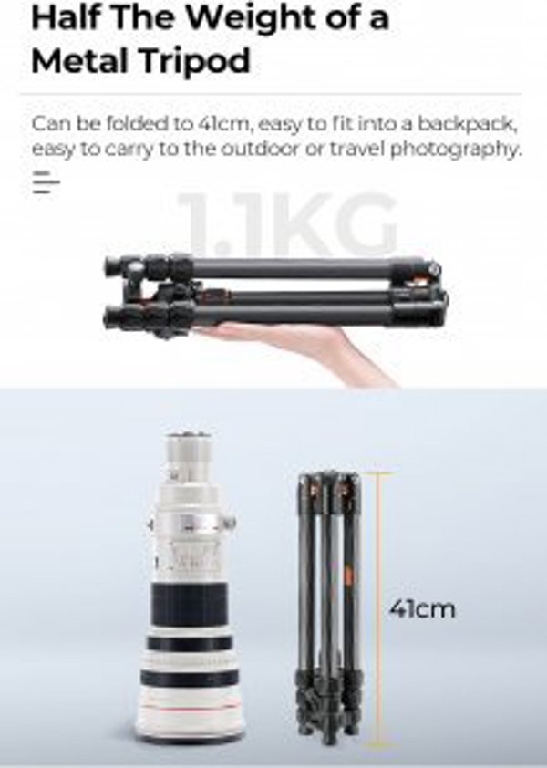 K&F Concept K254C2+BH-36L Τρίποδο Φωτογραφίας Carbon Επαγγελματικό με Κεφαλή Μπίλιας