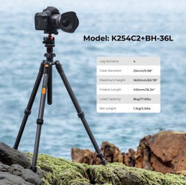 K&F Concept K254C2+BH-36L Τρίποδο Φωτογραφίας Carbon Επαγγελματικό με Κεφαλή Μπίλιας