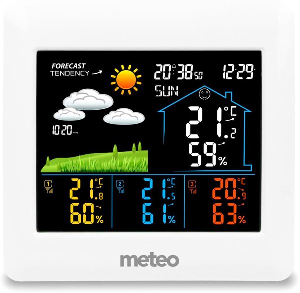 STACJA POGODOWA Z DCF METEO SP106 POGODYNKA 3 CZUJNIKI