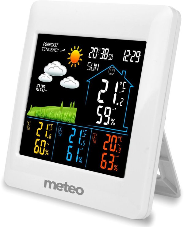 STACJA POGODOWA Z DCF METEO SP106 POGODYNKA 3 CZUJNIKI