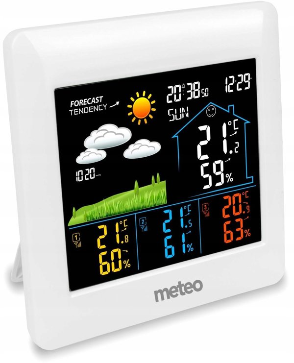 STACJA POGODOWA Z DCF METEO SP106 POGODYNKA 3 CZUJNIKI