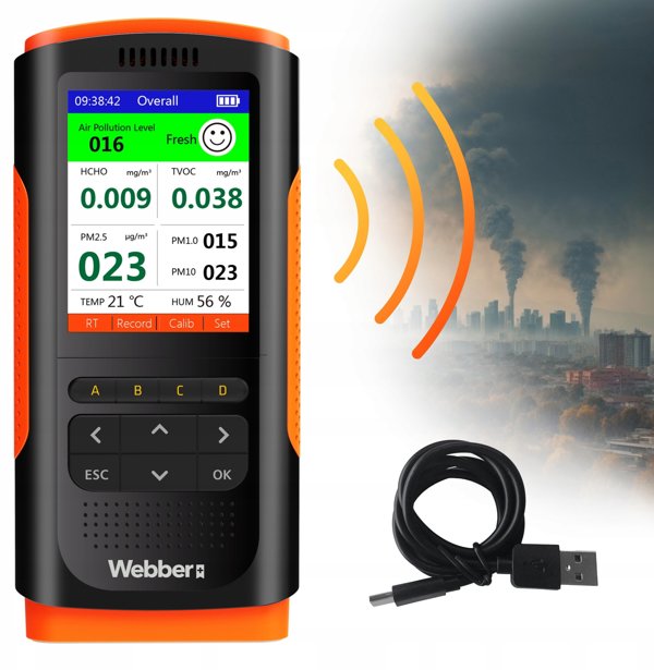 Stacja Jakosci Powietrza UP900 7w1 PM2.5 PM10 HCHO TVOC USB Webber