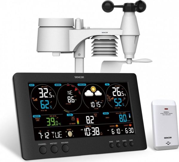 Sencor SWS 12500 Επαγγελματικός Μετεωρολογικός Σταθμός WiFi με Έγχρωμη Οθόνη LCD 21.4cm