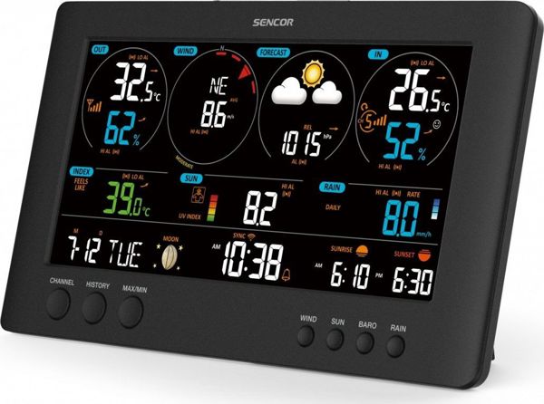 Sencor SWS 12500 Επαγγελματικός Μετεωρολογικός Σταθμός WiFi με Έγχρωμη Οθόνη LCD 21.4cm