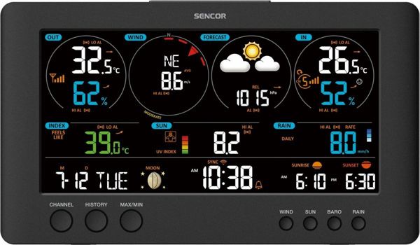 Sencor SWS 12500 Επαγγελματικός Μετεωρολογικός Σταθμός WiFi με Έγχρωμη Οθόνη LCD 21.4cm