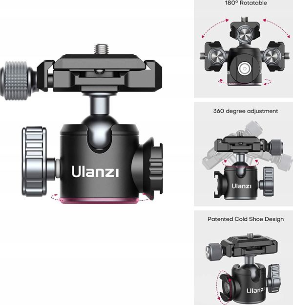 Ulanzi MT-24 Τρίποδο Μεταλλικό με 3D Κεφαλή & Cold Shoe ISO για Smartphone, Action Camera & DSLR Κάμερες