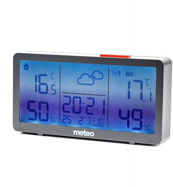 Stacja pogodowa pogody METEO Higrometr Pogodynka Termometr Zegar SP203