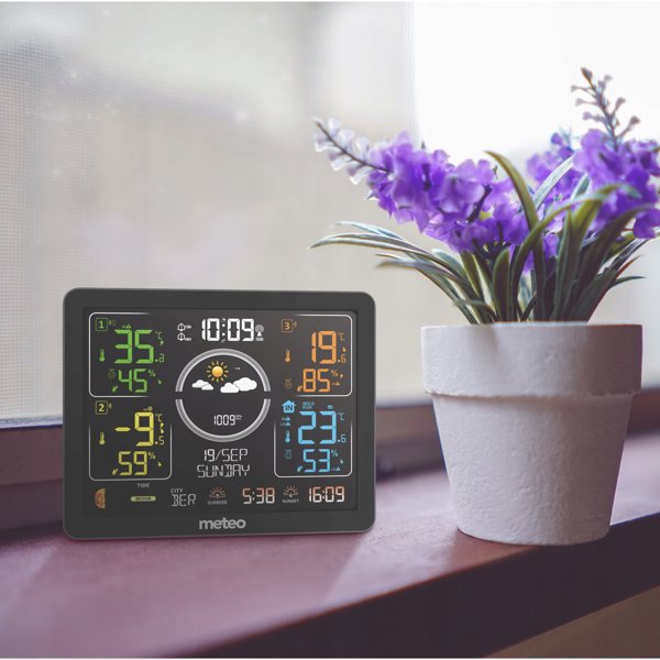 STACJA POGODOWA Z DCF METEO SP301 POGODYNKA HIGROMETR BAROMETR 3 CZUJNIKI