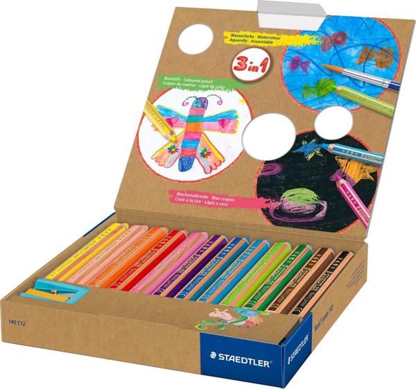 Staedtler Noris Junior Κηρομπογιές 3 σε 1, 12 Τεμάχια, Πολύχρωμα