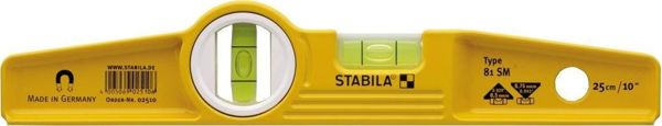 Stabila Μαγνητικό Αλφάδι Σειράς 81 SM, 25 cm, Χυτό Σώμα με Ισχυρό Μαγνήτη Φερρίτη