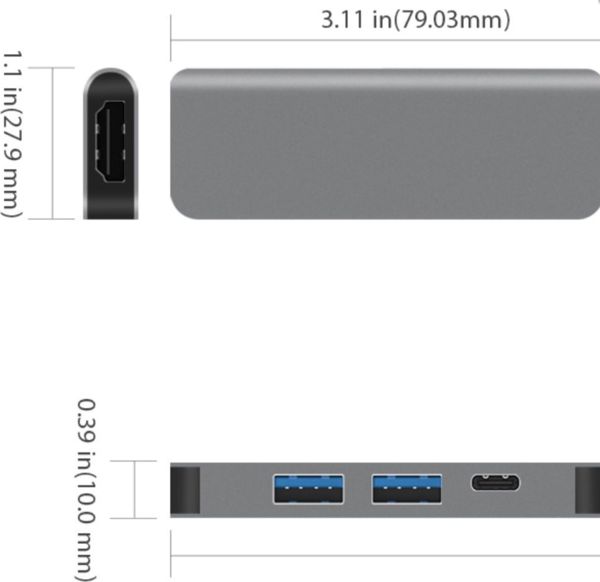 JCPAL Linx USB-C Hub 4-in-1, Με HDMI 4K, 2x USB & Power Delivery (JCP6189)