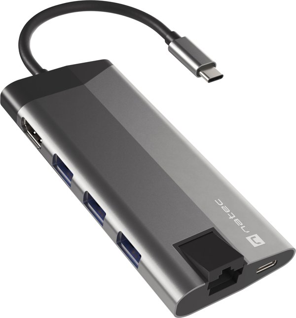 Natec Fowler Plus USB-C Hub 8-in-1, Σταθμός Σύνδεσης με 3x USB 3.0, HDMI 4K και Card Reader (NMP-1690)