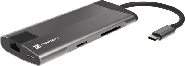 Natec Fowler Plus USB-C Hub 8-in-1, Σταθμός Σύνδεσης με 3x USB 3.0, HDMI 4K και Card Reader (NMP-1690)