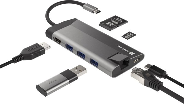 Natec Fowler Plus USB-C Hub 8-in-1, Σταθμός Σύνδεσης με 3x USB 3.0, HDMI 4K και Card Reader (NMP-1690)
