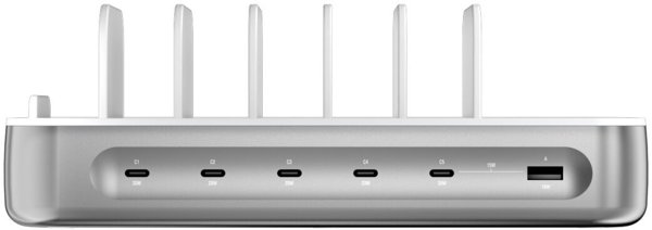Stacja ladujaca 4smarts Team 100W 5xUSB-C z zestawem 6 kabli srebrny